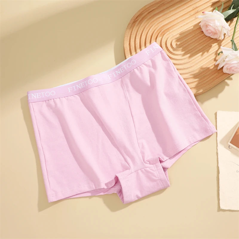 Finetoo Women's Panties Cotton Seamless Sports Boxers Underwear Female Solid Color Briefs Cozy Lingerie Intimate Underpant S-XXL