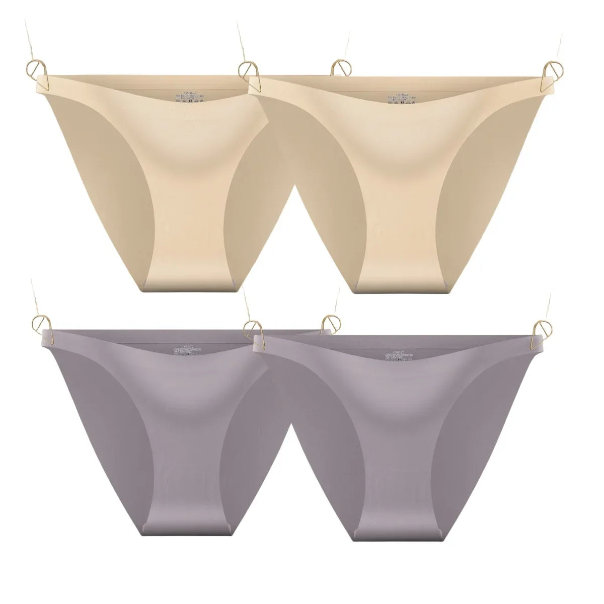 4Pcs/Set Ice Silk Bikini Panties Women Sexy Briefs Low Rise Underwear Seamless Underpants Solid Color Ultra-thin Lingerie M-XL