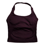Gym Top Women Clothes Strappy Workout Tank Top Padded Sports Bra Backless Yoga Shirts Seamless Gym Crop Top Halter Fitness Vest