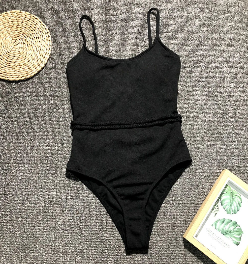 DEKA Solid One Piece Swimsuit Female Swimwear Women Cut Out Bathing Suits Summer Beach Wear Sport Swimming T Shirt Monokini