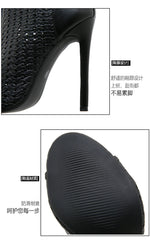 Big Size 42 Sexy Black Hollow Out Summer Boots Women Chic Peep Toe Thin High Heels Zip-up Ankle Boots Party Shoes