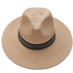 Men's Straw Woven Top Hat Wide Brim Sun Cap Summer Casual Outdoor Holiday