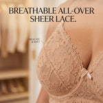 Plus Size Floral Lace Minimizer Bra Women Thin Sheer Breathable Underwire Brassiere Large Cup 85C-110D