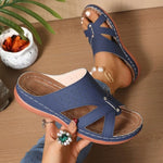 2026 Women Wedge Sandals Premium Orthopedic Open Toe Sandals Vintage Anti-Slip Leather Casual Female Platform Retro Shoes