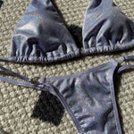2026 Glitter Sparkling High Cut Halter Bikini Female Swimsuit Women Swimwear Two-pieces Bikini set Bather Bathing Suit Swim