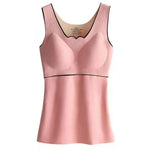 Women Autumn Winter Thermal Vest Thickened Plush Sleeveless V Neck Slim Fit Padded Pullover Elastic Bottoming Underwear Tank Top