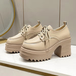 Spring Women Pumps Black Loafers Chunky 10CM High Heels High Platform British Autumn Ladies Thick Bottoms Shoes 2026 New