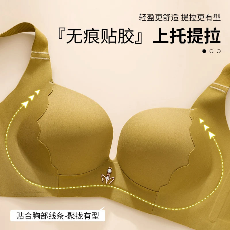 Plus Size Bra Sexy Lingerie Thick Cup Bras for Women Solid Padded Underwear Push Up Brassiere Femme Wireless Bra invisible bra