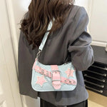 Fashion Women's Handbags Denim Stars Pattern Cool Girls Underarm Bag Female Small Shoulder Hobo Bags Chain Tote Bag