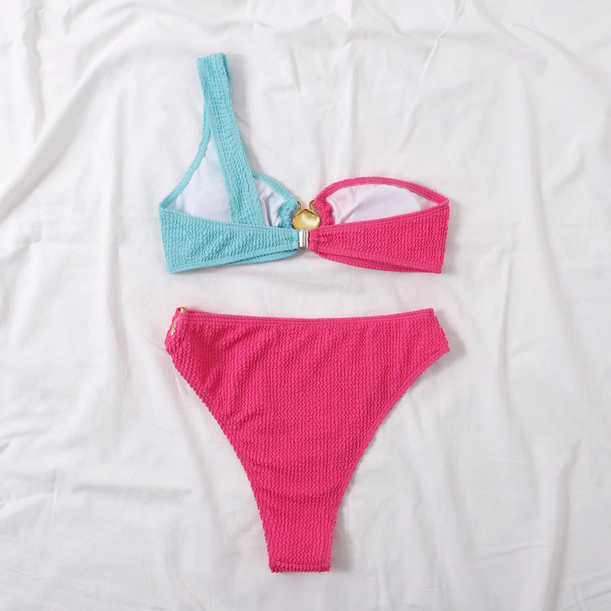 Sexy Seashell High Waisted Bikini 2026 Women Swimsuit Two Pieces Swimwear Female Bikinis Set Neon Green Bathing Suits Biquini