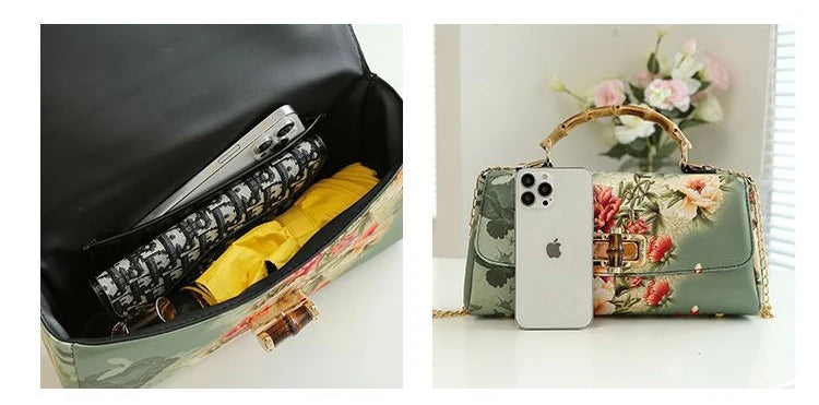 Vintage Bamboo Top Handle Bag Classic Mother Chic Lady Bags Women Shoulder Crossbody Bag Chain Bags Women's Handbags Purses