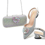 Doershow new come Matching Women Shoe and Bag Set Decorated colorful Nigerian Shoes and Bag Set Italy Shoes and Bag setHAS1-1