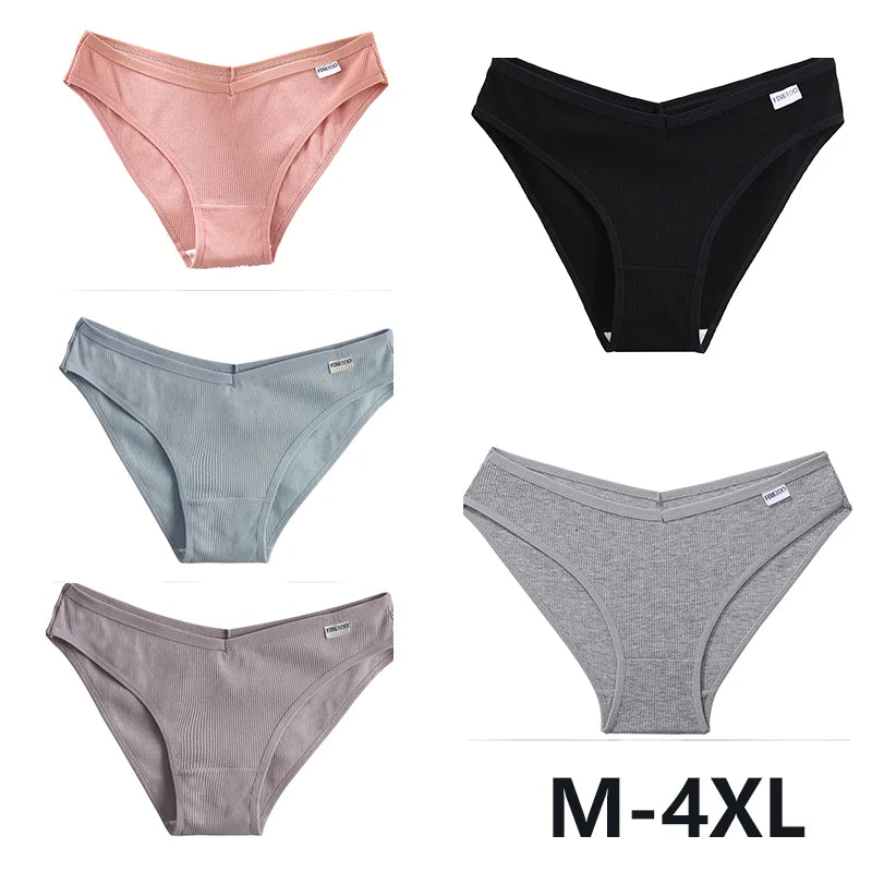5Pcs Women Cotton Panties V-Belt Ladies Soft Female Sexy M-4XL Low-Rise Panties Bikini Underwear Comfortable Lingerie 2024