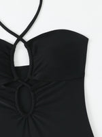 2026 Halter Swimsuit One Piece Solid Hollow Swimwear Women Sexy Bathers Bathing Swimming Swim Suit Female Beachwear