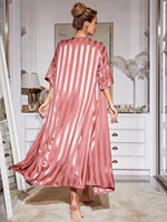 Strap sleepwear women's imitation silk long sleeved high-end ice silk nightgown home suit set