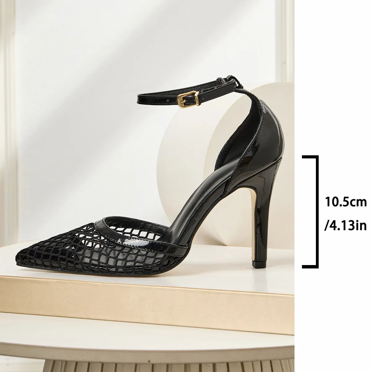 2026 Summer New Style - Three-color Mesh Open Toe Business Shoes with Round Tops, Small Inner Cuts, Thin High Heels
