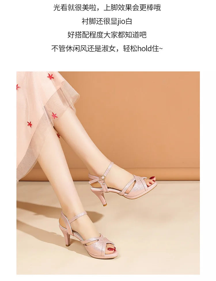 Sandals for Women'sNew Summer Elegant Temperament High Heels Coarse Heels Fish Mouth Breathable Comfortable Fashion Pumps