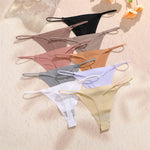 5Pcs Seamless Thong Women Thin Strap Invisible Low Waist High Stretch Flexibility Panties Sexy Underwear Ladies Briefs T-back