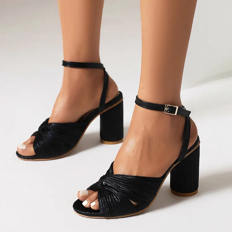 NASBAVI Straps Women's Sandals Summer Shoes Luxury Peep Toe Flip Flops Round High Heels Gold Party Dance Wedding Shoes Ladies