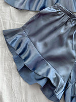 Sexy Solid Women's Pajama Set Breathable Top and Ruffle Shorts Sleepwear Summer Loungewear for Home Relaxation