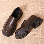 British Style Platform Loafers Women 2026 Autumn Slip On Thick Bottom Pu Leather Pumps Woman Plus Size 43 Office Student Shoes