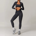 2/3PCS Yoga Set Women Workout Set Seamless Sportswear Gym Clothing Fitness Long Sleeve Crop Top High Waist Leggings Sports Suits