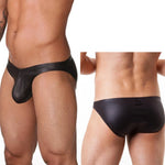 Men's Jockstrap PU Leather Underwear Pouch Panties Sexy Lingerie U Convex Low Waist Men Underpants Sensual Hombre