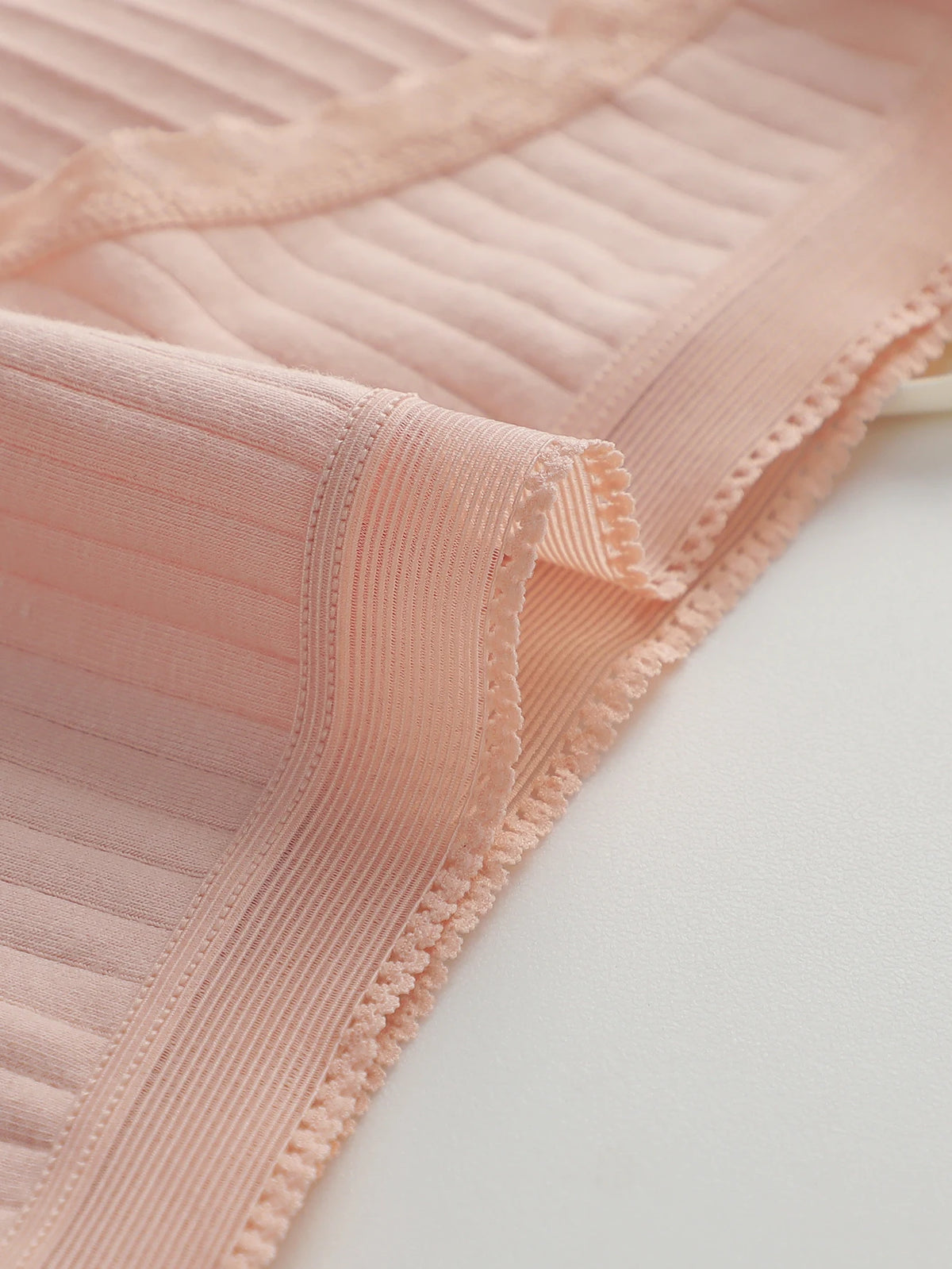Women Ribbed Cotton Briefs Lace Trim Mid Waist Panties Soft Breathable Rhinestone Star Decor Ladies Daily Basic Underwear W134