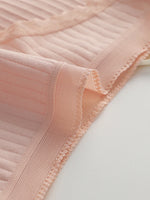 Women Ribbed Cotton Briefs Lace Trim Mid Waist Panties Soft Breathable Rhinestone Star Decor Ladies Daily Basic Underwear W134