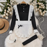 Cute LolitaMaid Bunny Costume Set With Apron Ruffle Cosplay VacationPerfect Halloween Outfit Halter Dress Set Outfit Style