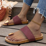 Plus Size Beach Shoes Women's Fashion Round Toe Toe Soft Sole Anti-Slip Wear-Resistant Flat Slippers