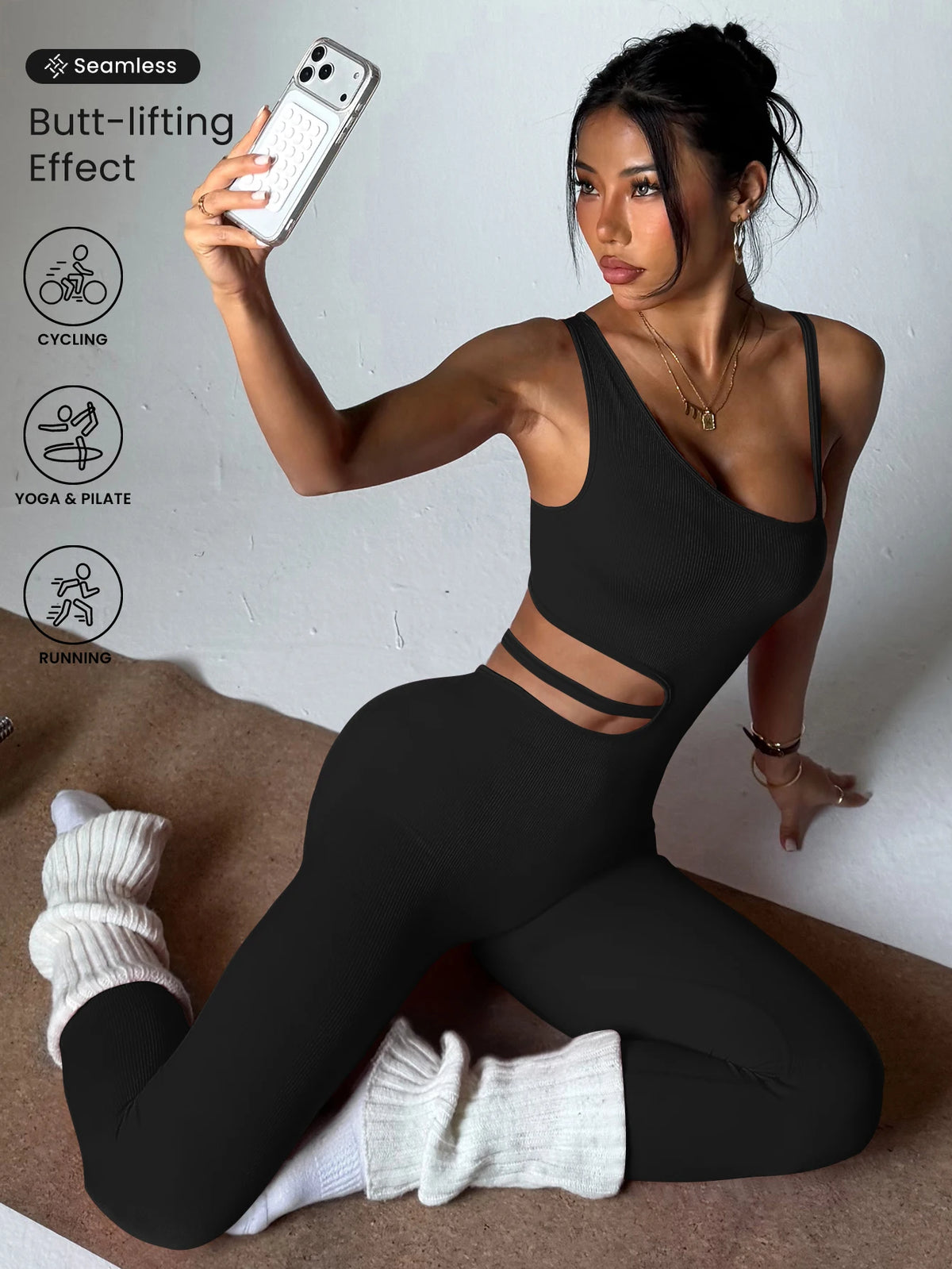 Beautiful back design, sexy one-piece yoga leggings, suitable for women's breathable quick-dry sports bodysuits