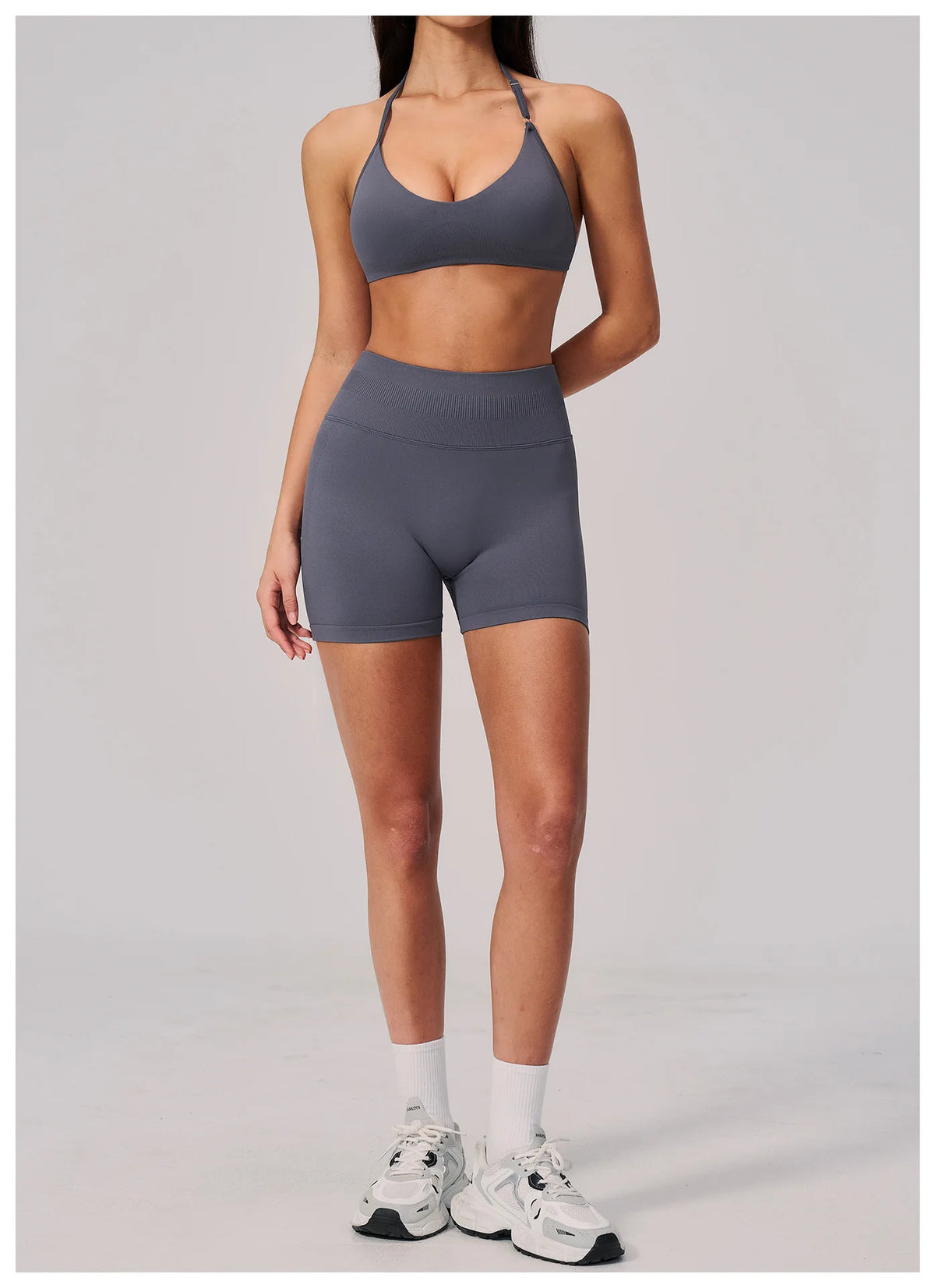 2 Pieces Seamless Yoga Sets Women Solid Color Sports Bra Tight Fitting Peach Buttocks Shorts Fitness Suit Gym Running Tracksuit