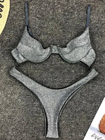 Glitter Shiny Underwired V-Bar Bikini Women Swimsuit Female Brazilian Swimwear Two-piece Bikini Set Triangle Bathing Suit Swim