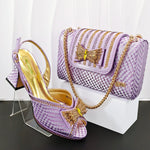 Doershow Italian Shoes And Bag Sets For Evening Party With Stones Italian Leather Handbags Match Bags! HB1-1