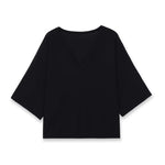 Fashion Casual Short Sleeve Knit Top Women Black White V Neck T Shirt Loose Fit Casual Short Sleeved Top For Summer Elegant E9OJ