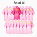 6-12Pcs Spa Girls Party Birthday Squad Robes Girl Kimono Spa Robe Pajama Party Favors Soft Satin Bathrobe for Kid Birthday Decor