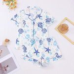 Women Halloween Print Pajama Set Turn‑down Collar Short Sleeve Button Down Shirt + Shorts Sleepwear Ladies Home Loungewear Suit