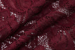 FDYOUI 2026 Spring Summer Wine Red Lace T-shirts for Women Slash Neck Slim Crop Tops Sexy Elegant See-through Short Tee Shirt