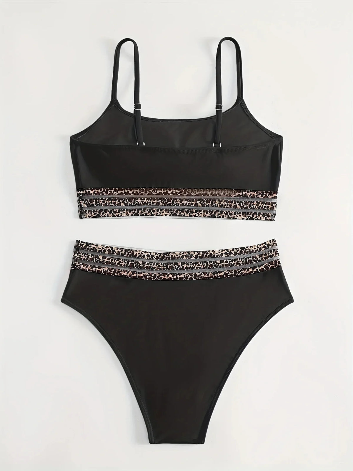 New Sexy Black High Waisted Bikinis Two Pieces Swimsuit Women Swimwear Mesh Beach Wear Sporty Padded Bathing Suits Pool Summer
