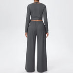 3 Pcs Women's Seamless Yoga Set Sports Fitness Gym Slim-Fit Long Sleeve & Tank Top Suits Workout Running Training Sets