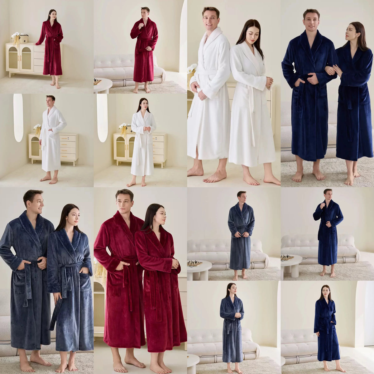 Couple Plus Size Winter Bathrobe Thick Coral Fleece Long Robe Soft Flannel Kimono Gown Loose Home Sleepwear Loungewear
