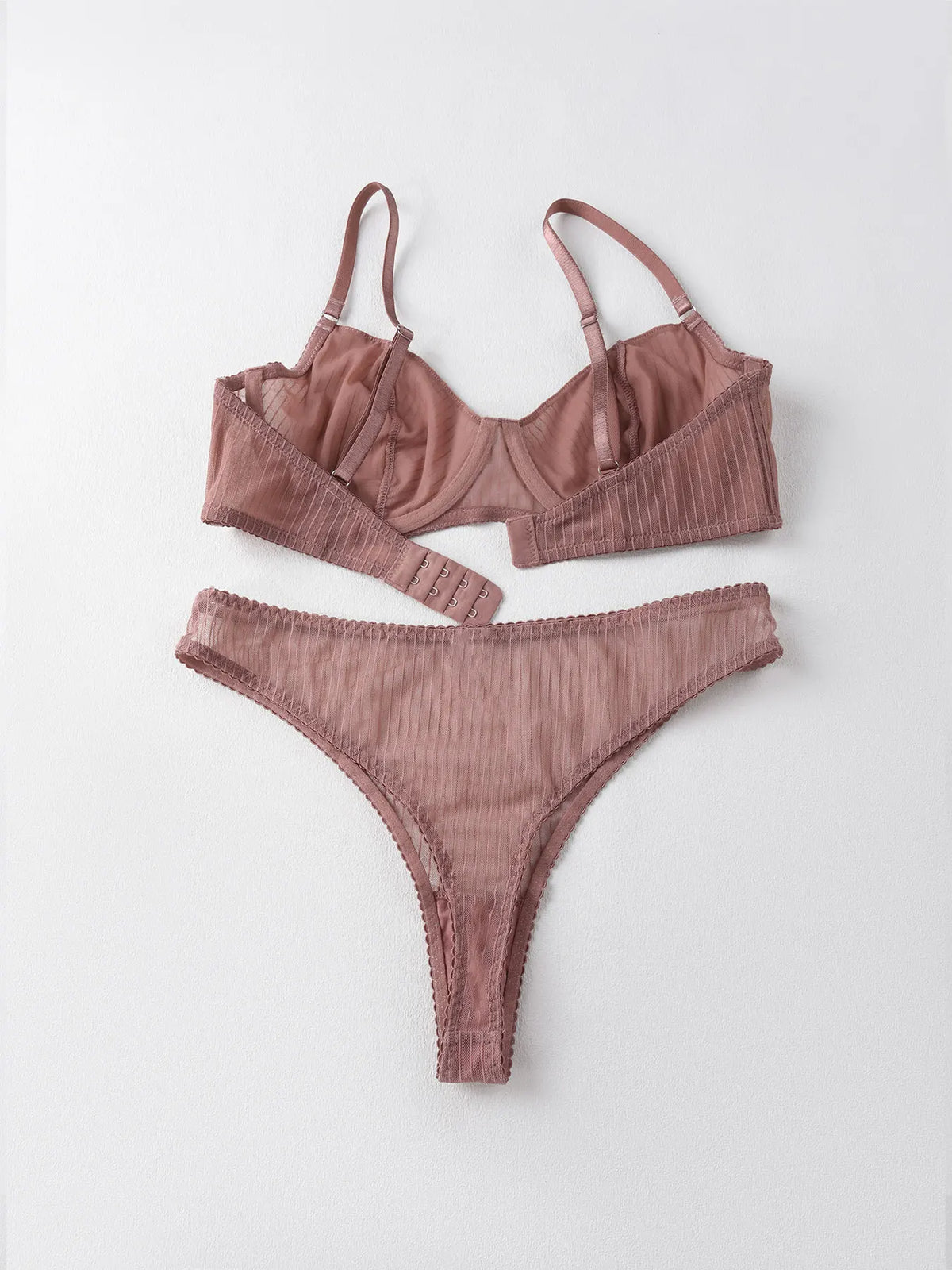 New Style Lingerie for Women with Large Busts, Ultra-Thin Sexy Striped Bra, Side Breast Reduction, Anti-Sagging, Adjustable Bra Set