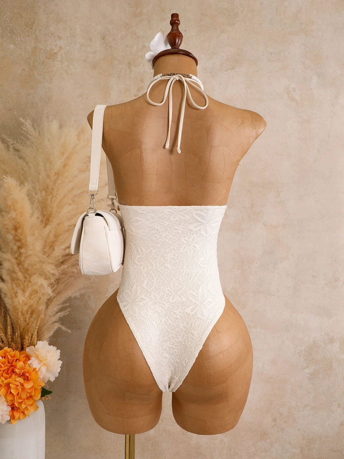 DEKA Sexy Deep V Neck Hollow Out Backless Swimwear White Shell Starfish Ornament One Piece Swimsuit Women Bathing Suit Holiday