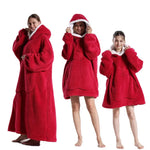 Winter Extra Long Wearable Hoodies Blanket Adult Warm Pullover Sweatshirt Oversized Fleece Hooded Blanket with SleevesRobe