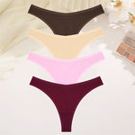 4PCS Women Seamless Thong Cotton Thin Strap Low Waist High Flexibility Panties Sexy Underwear Ladies Briefs T-back Soft Women
