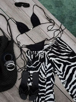 DEKA 3 Pieces Striped Pants Bikini Set Swimsuit with Cover Up kimonos Swimwear Women Bathing Suit Micro Swimming Suit Biquini