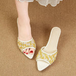 Pink Fashion High Heels Sandal Slides For Women Sexy Pointed Toe Slippers Elegant Ladies Heels Shoes