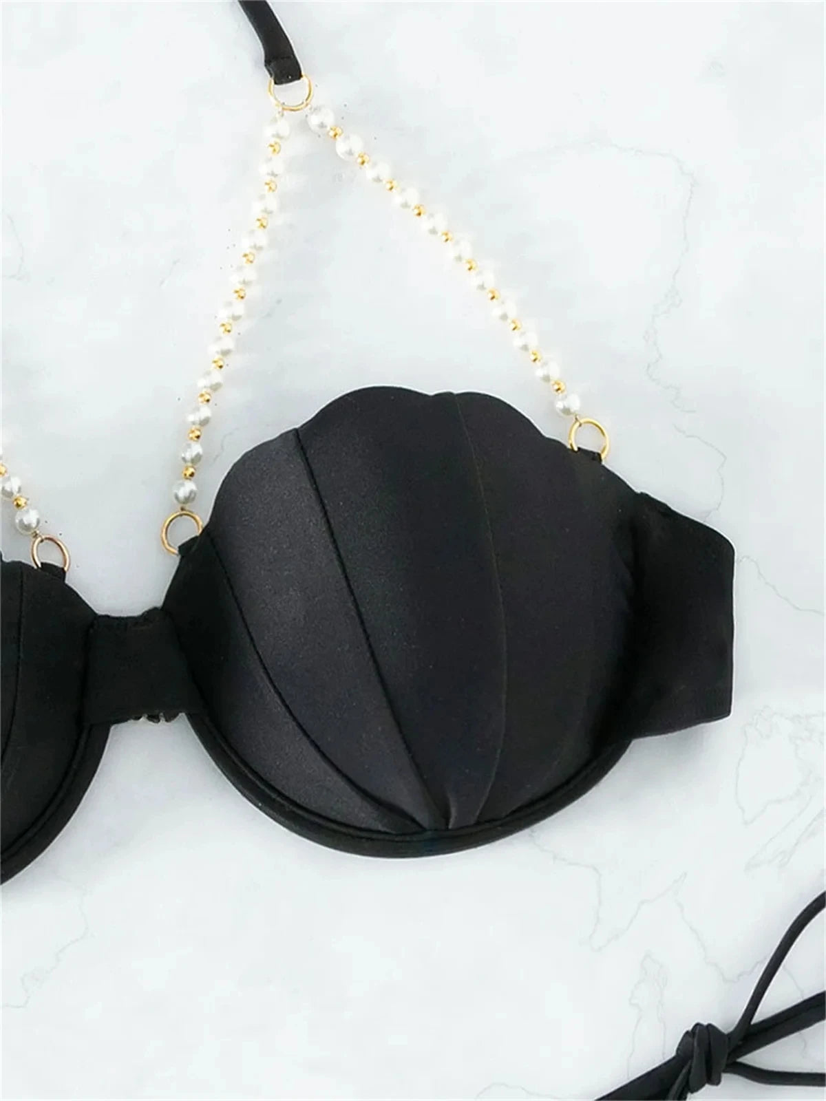 Shell Shaped Underwired Bra Cup Bikini Women Pearls Bikinis 2025 Female Swimwear Two Pieces Bikini Set Push Up Bathing Suit Swim