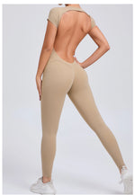 One-piece Yoga Padded Backless Suit Female Rompers Quick Dry Yoga Clothing Workout Bodysuits Scrunch Sports Jumpsuit Women